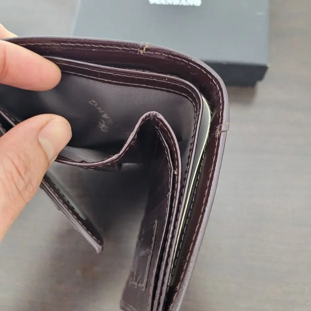 NEW MANBANG Men's Genuine Cowhide Leather Extra Capacity RFID Bifold Wallet 12CT